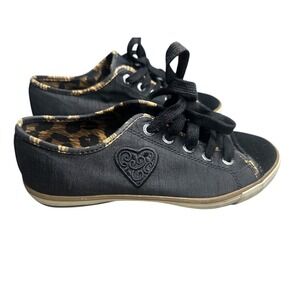 Brighton Black Canvas Sneakers with Heart Logo - Size 8.5 B